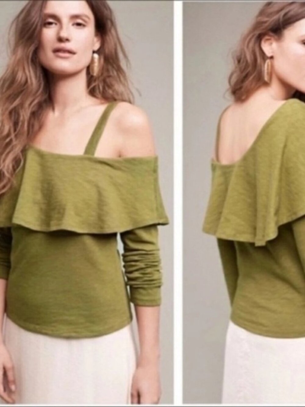 Anthropologie x Postmark One Shoulder Ruffle Top Large